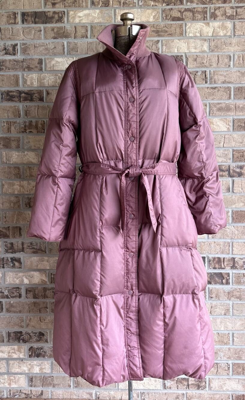 VTG Down & Feather Outerwear Long Puffer Coat Womens Mauve Parka Belted XL